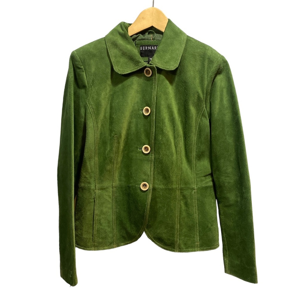 Bernardo Green Suede Button-Front Blazer